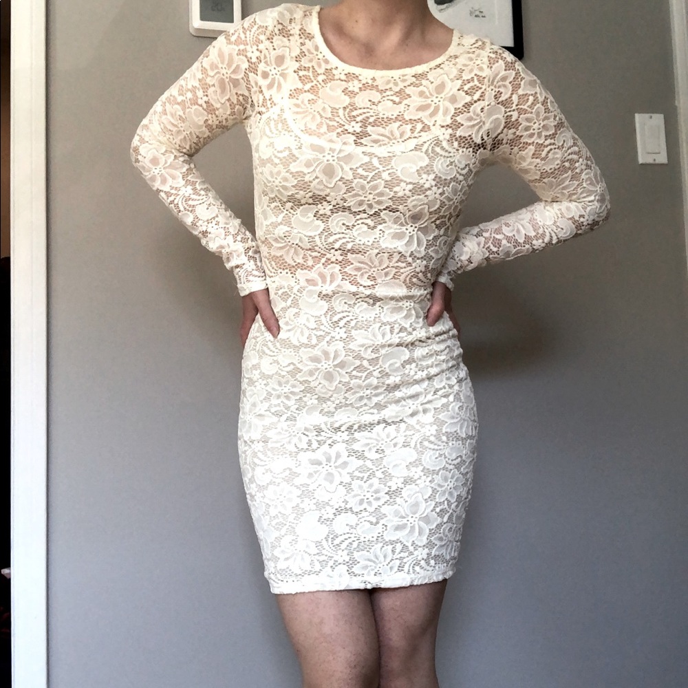 Lac Bleu White Lace Dress